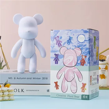 Ручная роспись медведя жидкой краской, креативная кукла из белой формы, скульптура жестокого медведя, игрушки для родителей и детей, домашний декор