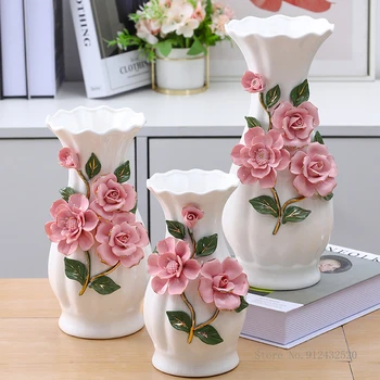 Скандинавский свет роскошная керамическая ваза украшения украшения дома гостиная спальня сухоцветочная композиция декор гидропонная ваза