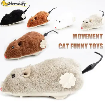 Креативная игрушка для кошек с заводной пружиной, плюшевая игрушка-мышь, Движущаяся крыса, кошка, Играющая с собакой, Игрушки для домашних животных, Интерактивные игрушки, принадлежности для кошек
