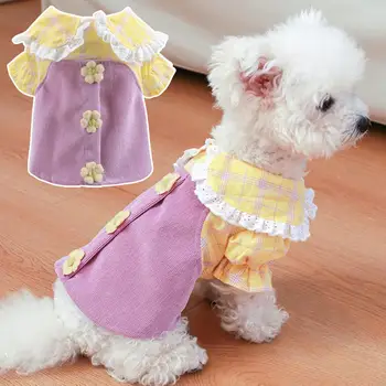 Платье для собаки, Мягкое платье для кошки, Летнее клетчатое платье для кошки, собаки, одежда для двуногих