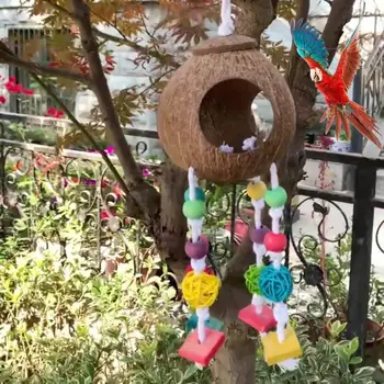 Игрушка для укуса попугая, привлекающая внимание Игрушка-клетка для попугая, Многоцветный устойчивый к укусам попугай, трехходовой мяч, Деревянные разрывные игрушки
