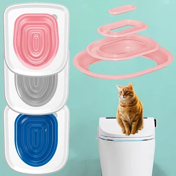 Многоразовые Домашние Кошки Пластиковый Тренажер для туалета Набор для приучения кошек к туалету Коврик для уборки мусора домашних животных Товары для приучения кошек к туалету