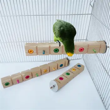 Деревянная подставка для жердочек для попугаев, Многофункциональная красочная подставка для дрессировки птиц на шесте, игрушки для птиц с жевательными бусинками, клетка для аксессуаров