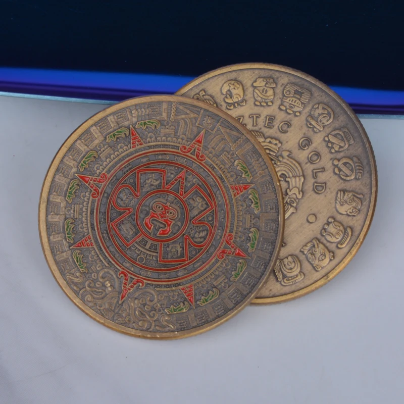 Календарь с Золотым Драконом ацтеков, Таинственная Старинная Мексика, Памятные кошельки майя, Металлическая монета