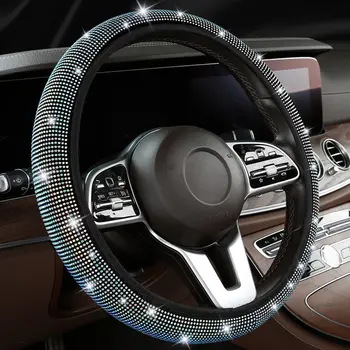 Новая бриллиантовая накладка на руль со стразами Bling Bling Crystal Универсальная защита 15 дюймового автомобильного колеса для женщин и девочек