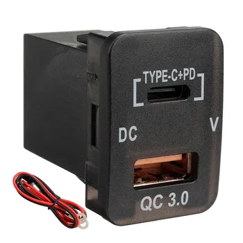 Автомобильное зарядное устройство Type-C + PD QC3.0 с двойным USB-адаптером, Розетка на приборной панели, Вольтметр для Prado