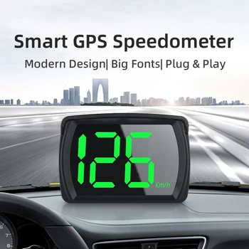 Спидометр КМ/ч Крупным шрифтом для легкового автомобиля, грузовика, автобуса, 2,8-дюймовый подключаемый автомобильный HUD-дисплей, цифровой GPS