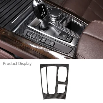 Для BMW X5 X6 F15 F16, Центральная консоль из настоящего углеродного волокна, панель переключения передач, рамка, наклейки, аксессуары для интерьера автомобиля