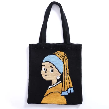 Вязаная женская сумка из шерстяной ткани, дизайнерская сумочка из шерстяной пряжи, теплая женская зимняя сумка-тоут из ткани