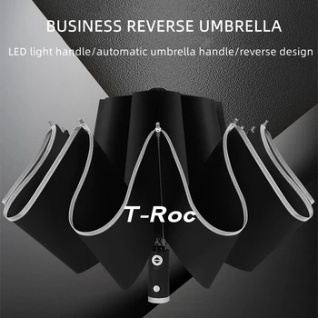 Полностью автоматический УФ-зонт Со светодиодным фонариком Со светоотражающей полосой Обратный Зонт Для VW T ROC TROC 2021 2020 2019 2018