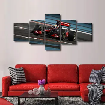 5 панелей гоночного автомобиля F1, дом, украшения для спортивных автомобилей, 5 штук картин, плакат на стену, домашний декор, холст, HD печать, декор для комнаты, искусство