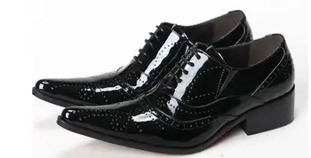 Sapato masculino social/ мужские черные туфли из лакированной кожи, мужские роскошные оксфорды с заостренными носками, мужские лоферы на плоской подошве, мокасины на шнуровке