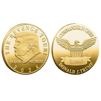 Памятная монета президента США Дональда Трампа 2024 года с Серебряным Позолоченным ОРЛОМ Donald J Trump Of US President THE REVENGE TOUR Coins