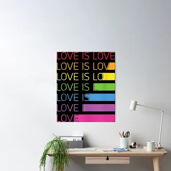 Месяц гордости Любовь-это ЛГБТ плакат с радужным флагом домашнее художественное настенное украшение картина без рамки