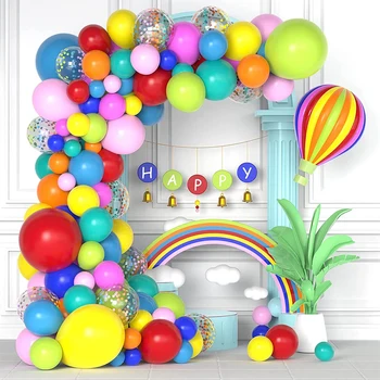Набор для украшения арки с воздушными шарами для детского Дня рождения, Радужный Многоцветный Латексный шар, Карнавал, Цирк, Фиеста, Детский душ