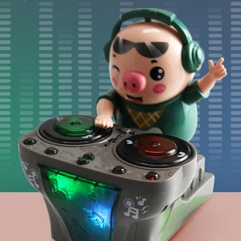 3 Звуковых эффекта DJ Rock Pig с музыкой и светом Кукольная свинья ковыляет, танцует Музыкальные игрушки для маленьких детей, игрушки для детей на день рождения