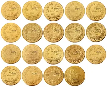 Франция 20 Франция (1832-1848 AB) 18ШТ декоративная монета-копия с золотым покрытием