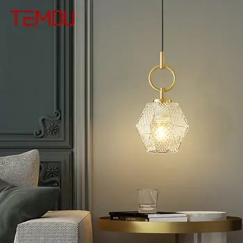 Современный латунный подвесной светильник TEMOU, Светодиодные Золотисто-медные подвесные светильники, Простой Креативный декор для дома, спальни