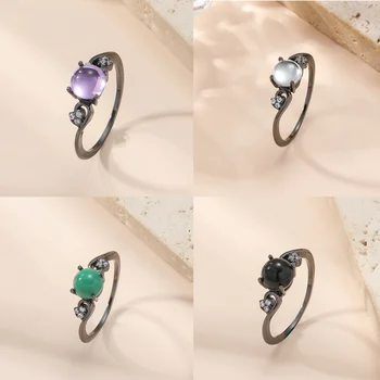 Новое изысканное ювелирное кольцо с разноцветным камнем Опал для женщин, обручальное кольцо для вечеринки