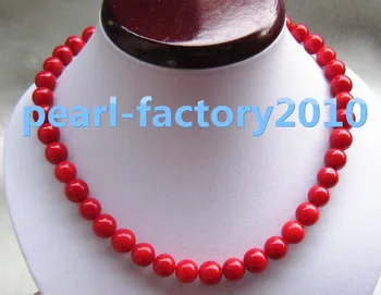 Женское подарочное ожерелье из натурального красного коралла 8 мм, крупные бусины длиной 18 дюймов