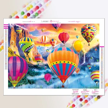 5D DIY Алмазная живопись, красочные пейзажи на воздушном шаре, полная алмазная вышивка, Мозаичная живопись для домашнего декора