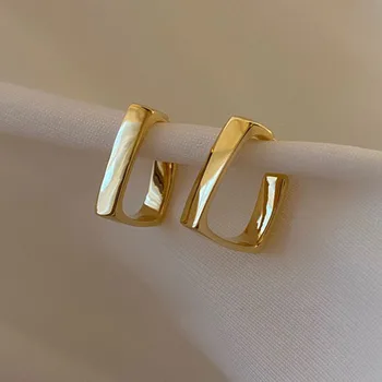 Женские Изысканные Квадратные серьги-кольца золотого цвета, геометрические серьги-кольца для девочек, роскошные ювелирные изделия 2023 года, новые модные подвески