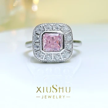 Новый дизайн, легкое роскошное кольцо с бриллиантом нишевого цвета, серебро 925 пробы, огранка из колотого льда princess square