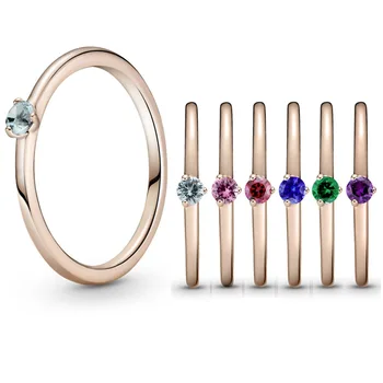 Аутентичные кольца-пасьянсы в форме розового сердца из стерлингового серебра 925 пробы с красочным кубическим цирконием, Кольцо для женщин, Подарочные украшения pandora