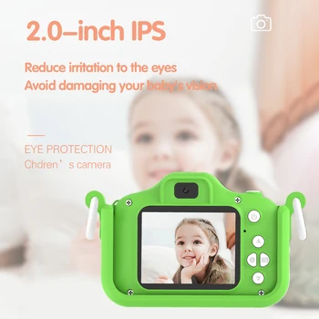 2-дюймовый IPS экран, мини-цифровая камера, Подарок на День рождения, детская камера с мультяшной лягушкой, зарядка через USB, детская видеокамера с кард-ридером