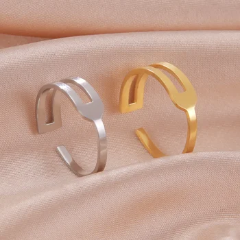 Геометрические прямоугольные кольца Cazador из нержавеющей стали для женщин и девочек, минималистичные украшения, новинка в кольцах, Регулируемый подарок на День рождения