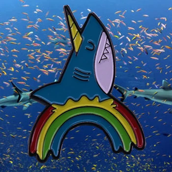 Единорог Акула на радужной броши Значок радужного животного эмалевая булавка ЛГБТК гей лесби аксессуар подарок друзьям мальчиков