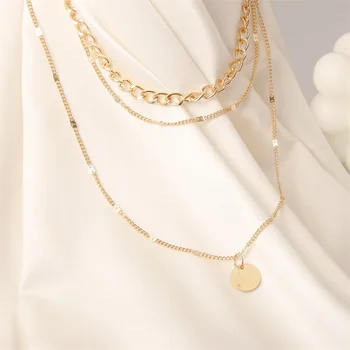 2023 Модное Винтажное круглое ожерелье с пентаграммой для женщин, подвеска в виде сердца, Корейский многослойный темпераментный ювелирный подарок высокого качества