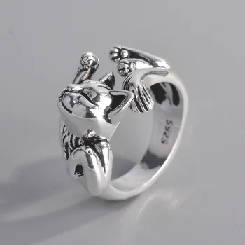 Женские открывающие кольца в форме милой кошки серебряного цвета для танцевальной вечеринки, кольцо на палец, подарок для нежной девушки, новые модные украшения