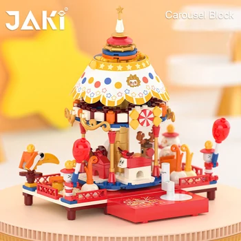Парк развлечений JAKI 3D модель Строительные блоки City Steet View Архитектура MOC Карусель Кирпичи Игрушки для детского подарка на день рождения