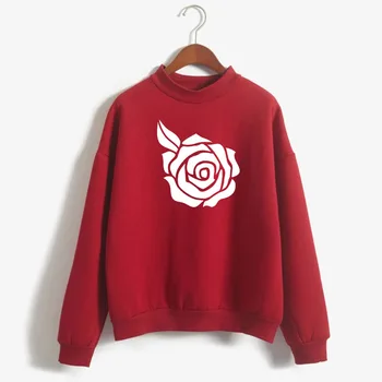 Женская толстовка с цветочным принтом розы, милые Корейские вязаные пуловеры с круглым вырезом, плотная осенне-зимняя женская одежда ярких цветов.