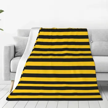 Одеяло из мягкого флиса в желтую и черную полоску, Теплое и уютное Одеяло из микрофибры для дивана-кровати 40 