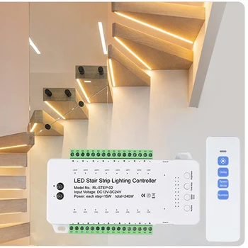 Светодиодная лента для лестницы с датчиком движения PIR 12V SMD 5050, белая / Теплая белая Ламповая лента, 16 способов управления лестницей, Шаговая светодиодная лента
