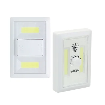 Светодиодный ночник с регулируемой яркостью COB с простым переключателем на батарейках Настенный светильник для дома, спальни, кухни, лестничного шкафа, освещения