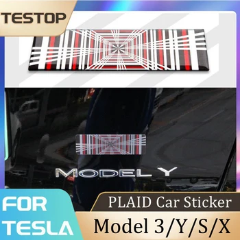 Новый Клетчатый Логотип Автомобиля Наклейка Авто Эмблема Значок Наклейки Для Tesla Модель 3 Y S X Аксессуары Детали Интерьера Металлическая Наклейка