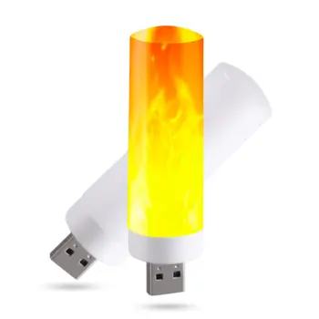 Креативный USB Flame Atmosphere Light Портативная светодиодная свеча с мигающим пламенем, эффект прикуривателя, Походный ночник, Книжная лампа