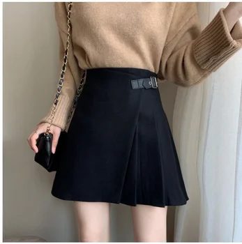новинка 2023 года, корейская плиссированная юбка большого размера с завышенной талией, тонкая юбка в слово