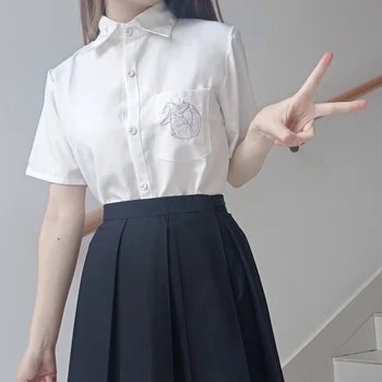 Белая рубашка Женская Ретро Милая Корейская школьная рубашка с коротким рукавом Для девочек Повседневная униформа Jk топ