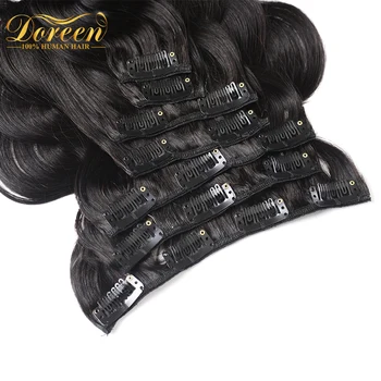 Doreen 140 г, Волнистая заколка для наращивания человеческих волос, объемная волна для придания объема, 7 штук, машинный набор Remy Full Head Set 2023
