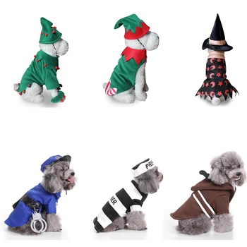Рождественский костюм для собаки, костюмы для собак на Хэллоуин, одежда для кошек для чихуахуа, Рождественский клоун, одежда для домашних животных, костюм для кошек, одежда