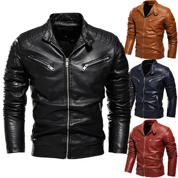 Зимняя черная кожаная куртка 2023, мужская теплая мотоциклетная куртка с меховой подкладкой, тонкое уличное модное черное байкерское пальто, плиссированный дизайн, молния