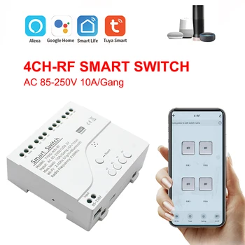 AC 85-250 В 4CH Tuya Smart Motor Switch Модуль Контроллера USB 5 В RF 433 МГц Пульт Дистанционного Управления Wifi Реле Для Alexa Google Home