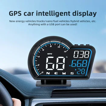 Новейший автомобильный интеллектуальный дисплей с GPS, полностью совместимый со всеми видами HUD, 9 видов интерфейса, напоминание об усталости при вождении.