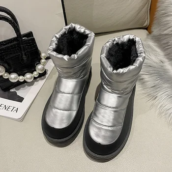 Зимние женские ботинки, новые зимние универсальные водонепроницаемые нескользящие плюшевые утолщенные Модные теплые хлопковые туфли, женская обувь на платформе