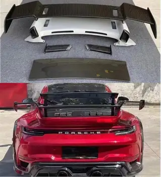 Для Porsche Carrera 911 992 2020 2021 2022 2023 Настоящее Карбоновое Заднее Крыло Автомобиля Губа Багажника Супер Большой Спойлер