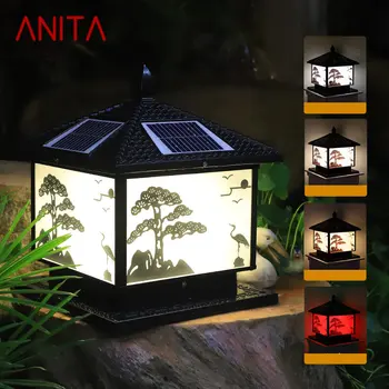 ANITA Solar Post Lamp Наружная винтажная лампа для декора столба из соснового крана, светодиодная водонепроницаемая IP65 для крыльца во внутреннем дворе